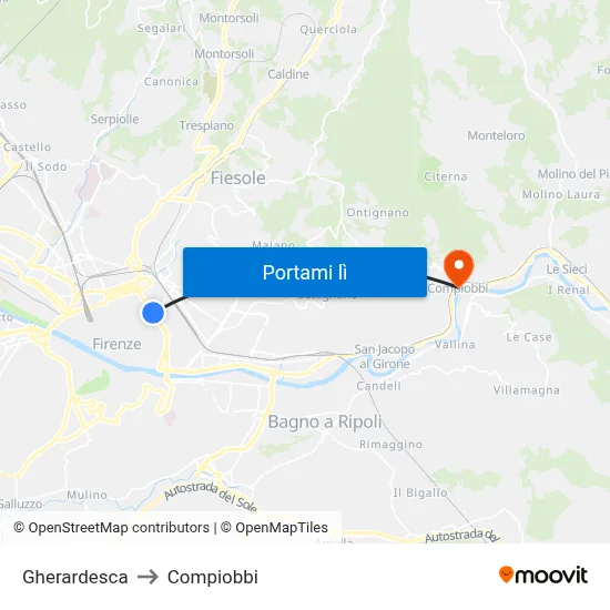 Gherardesca to Compiobbi map