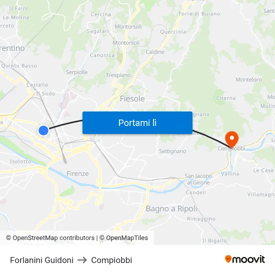 Forlanini Guidoni to Compiobbi map