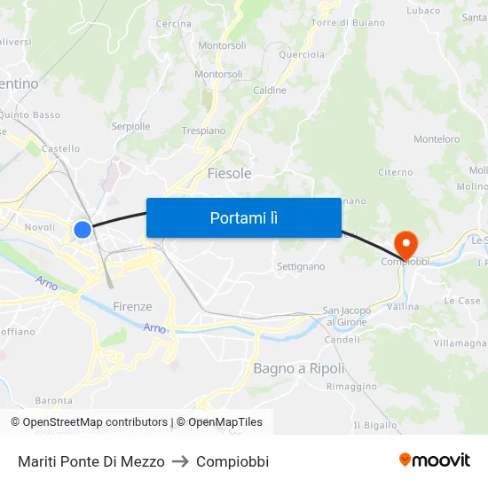 Mariti Ponte Di Mezzo to Compiobbi map