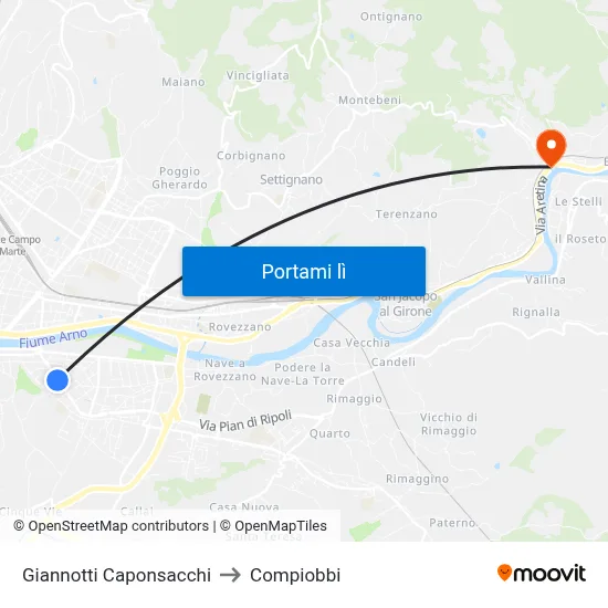 Giannotti Caponsacchi to Compiobbi map