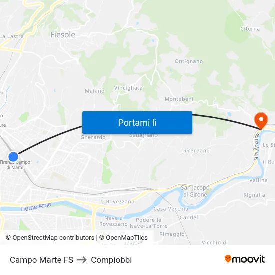 Campo Marte FS to Compiobbi map