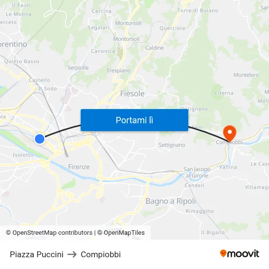 Piazza Puccini to Compiobbi map