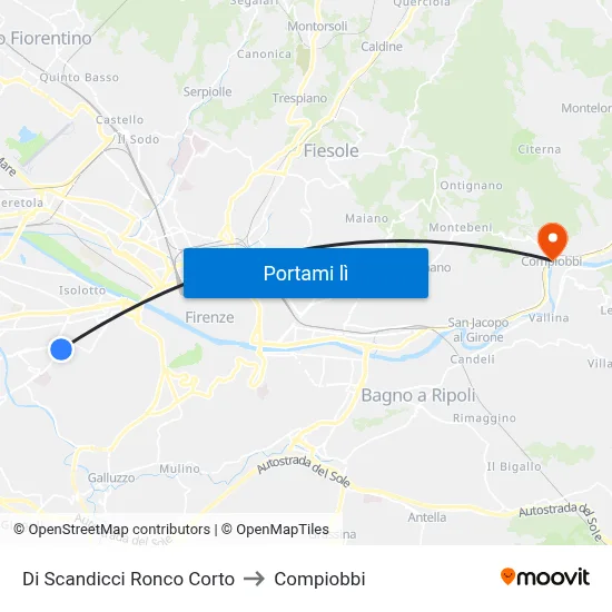 Di Scandicci Ronco Corto to Compiobbi map