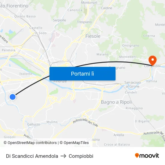 Di Scandicci Amendola to Compiobbi map