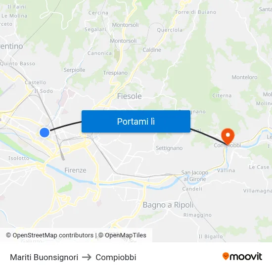 Mariti Buonsignori to Compiobbi map