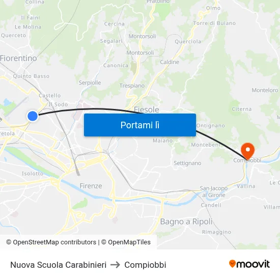 Nuova Scuola Carabinieri to Compiobbi map