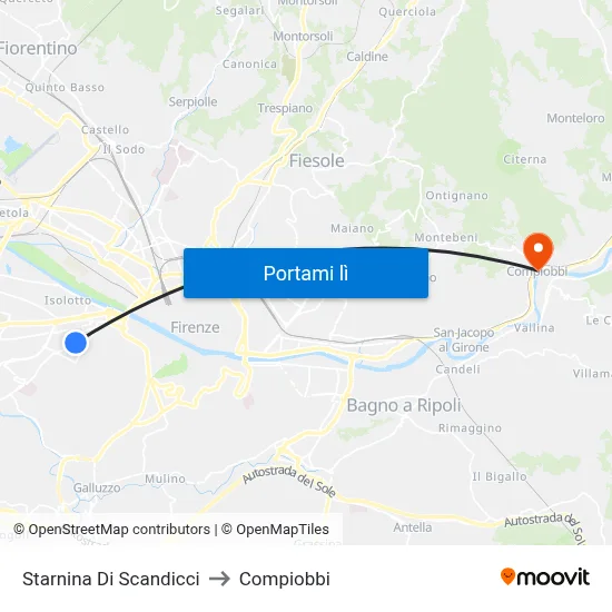 Starnina Di Scandicci to Compiobbi map