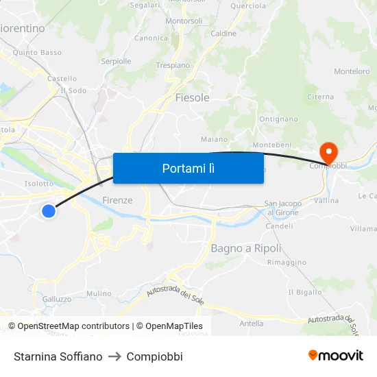 Starnina Soffiano to Compiobbi map