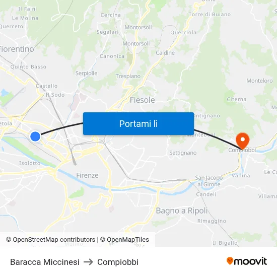 Baracca Miccinesi to Compiobbi map