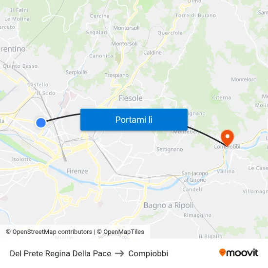 Del Prete Regina Della Pace to Compiobbi map