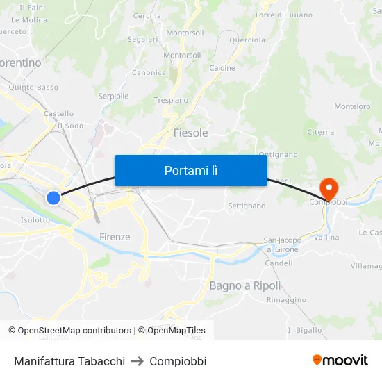 Manifattura Tabacchi to Compiobbi map