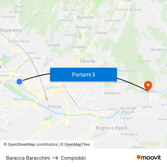 Baracca Baracchini to Compiobbi map