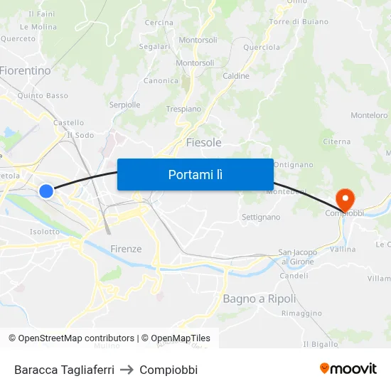 Baracca Tagliaferri to Compiobbi map