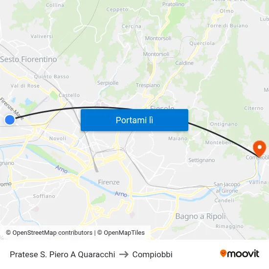 Pratese S. Piero A Quaracchi to Compiobbi map