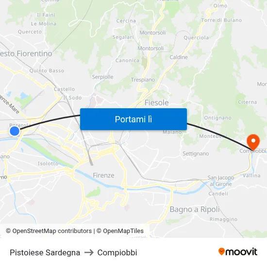 Pistoiese Sardegna to Compiobbi map
