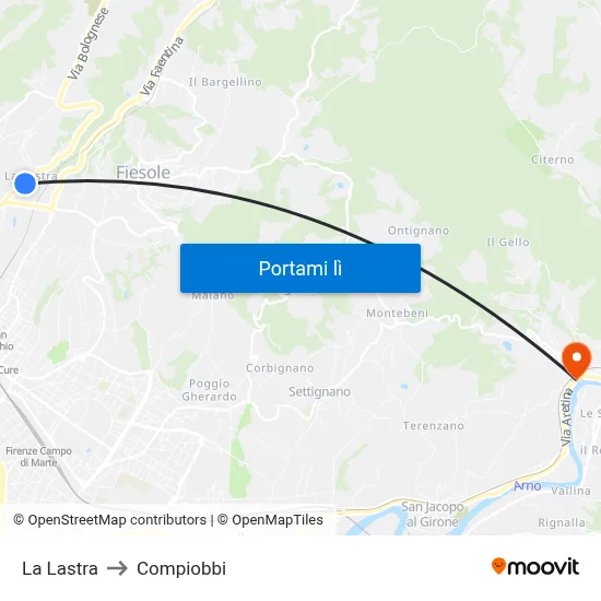 La Lastra to Compiobbi map