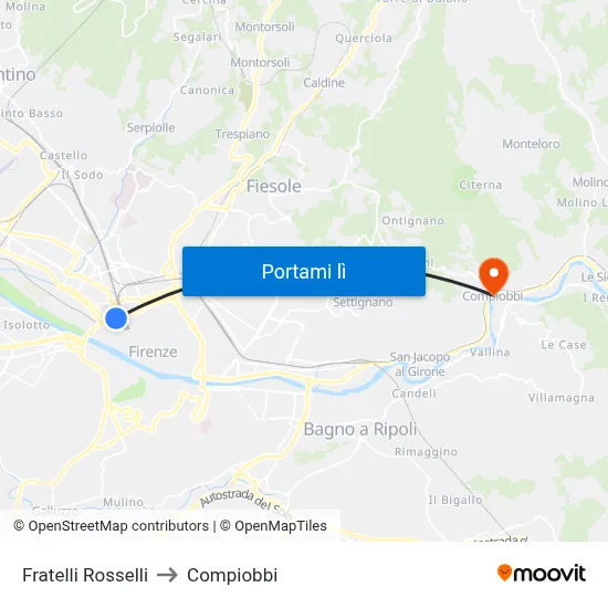 Fratelli Rosselli to Compiobbi map