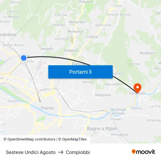 Sestese Undici Agosto to Compiobbi map