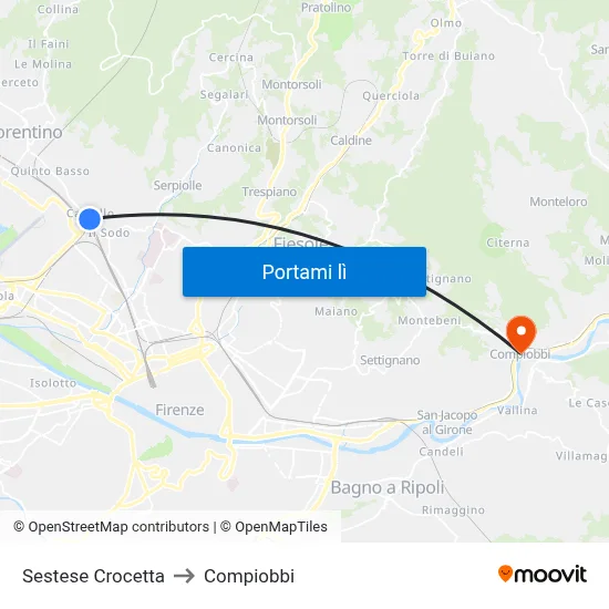 Sestese Crocetta to Compiobbi map
