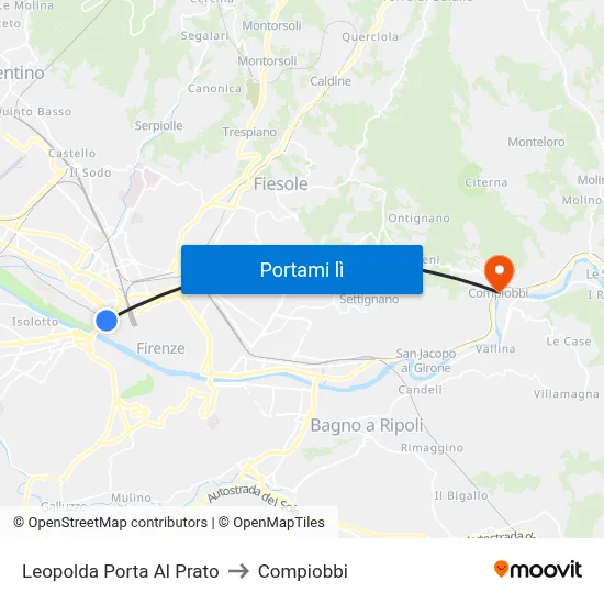 Leopolda Porta Al Prato to Compiobbi map