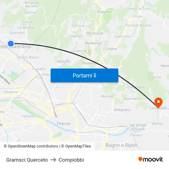 Gramsci Querceto to Compiobbi map