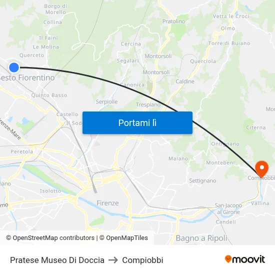 Pratese Museo Di Doccia to Compiobbi map