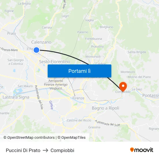 Puccini Di Prato to Compiobbi map