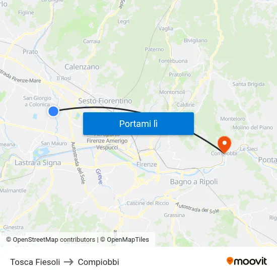 Tosca Fiesoli to Compiobbi map