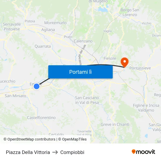 Piazza Della Vittoria to Compiobbi map