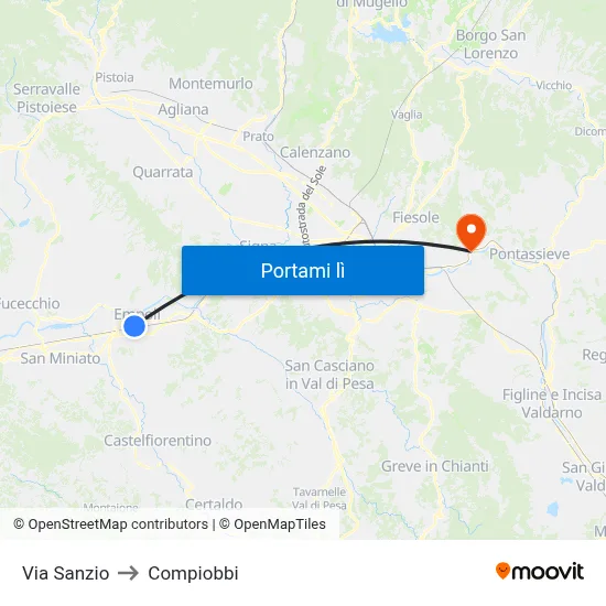 Via Sanzio to Compiobbi map