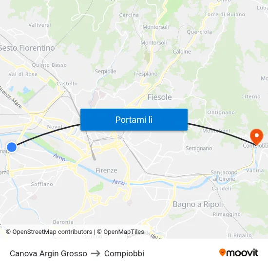 Canova Argin Grosso to Compiobbi map