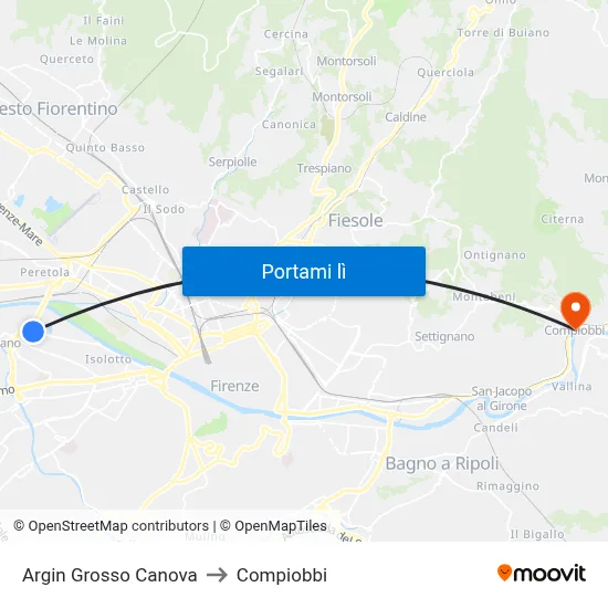 Argin Grosso Canova to Compiobbi map