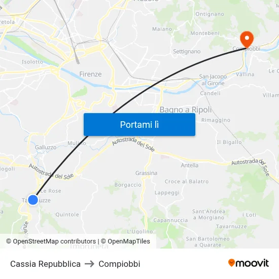Cassia Repubblica to Compiobbi map
