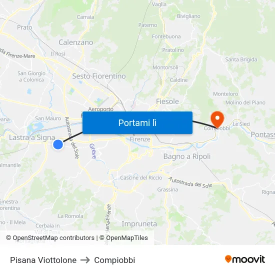 Pisana Viottolone to Compiobbi map