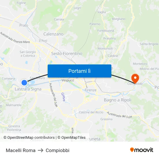 Macelli Roma to Compiobbi map