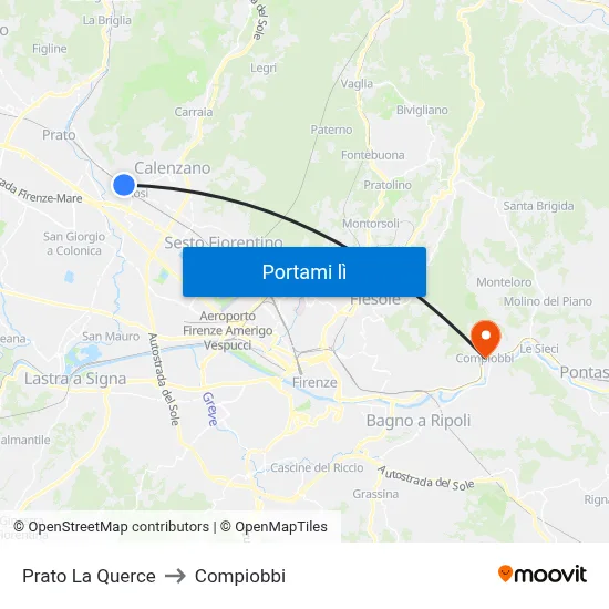 Prato La Querce to Compiobbi map