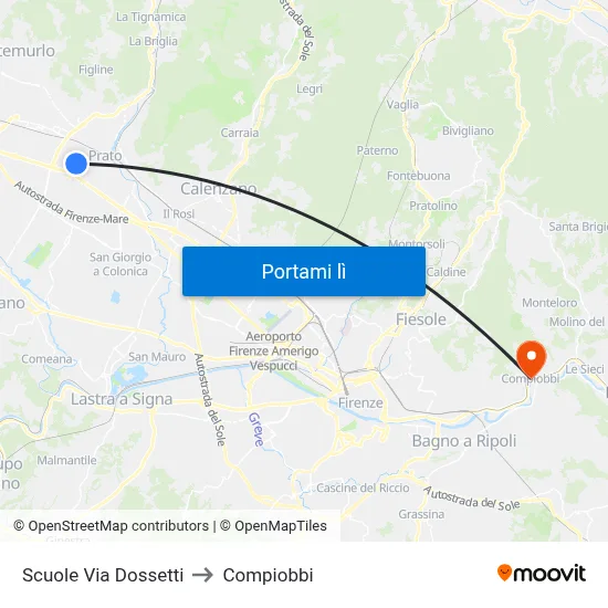 Scuole Via Dossetti to Compiobbi map