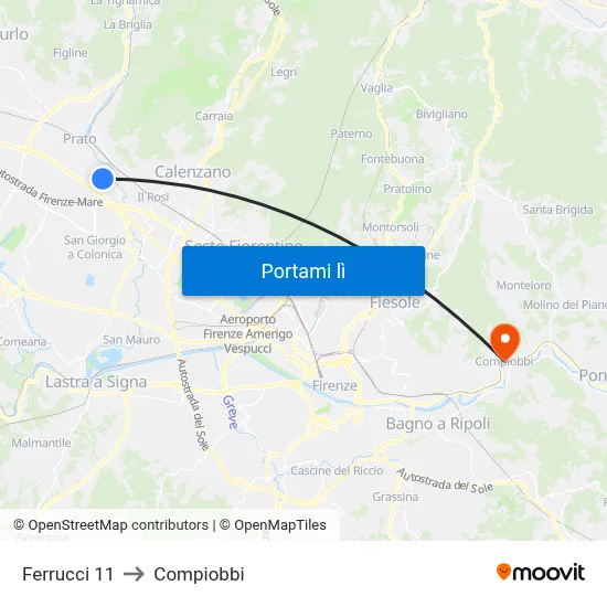 Ferrucci 11 to Compiobbi map