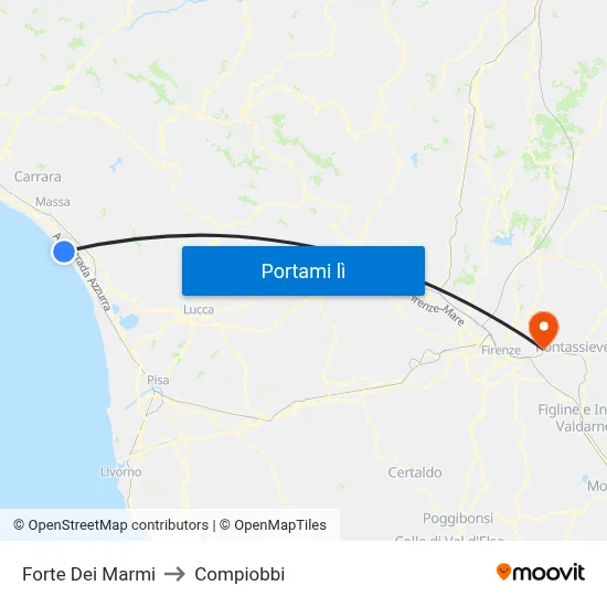 Forte Dei Marmi to Compiobbi map