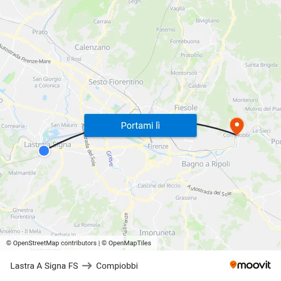 Lastra A Signa FS to Compiobbi map