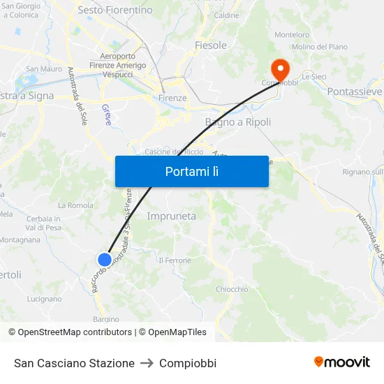 San Casciano Stazione to Compiobbi map