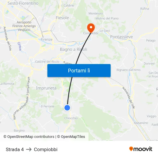 Strada 4 to Compiobbi map