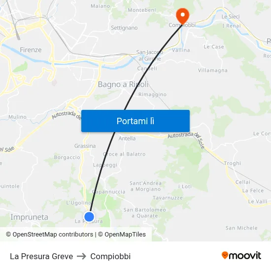 La Presura Greve to Compiobbi map