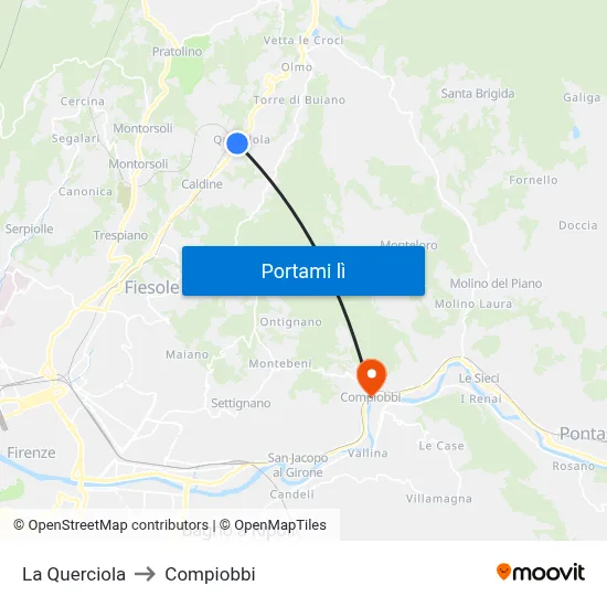 La Querciola to Compiobbi map