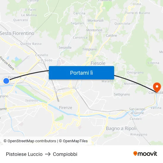 Pistoiese Luccio to Compiobbi map