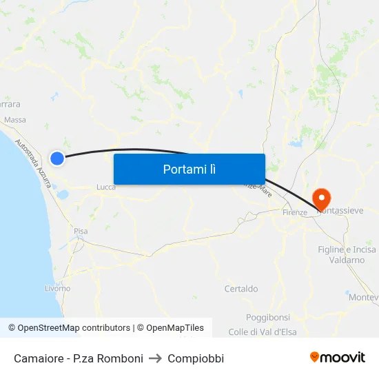 Camaiore - P.za Romboni to Compiobbi map