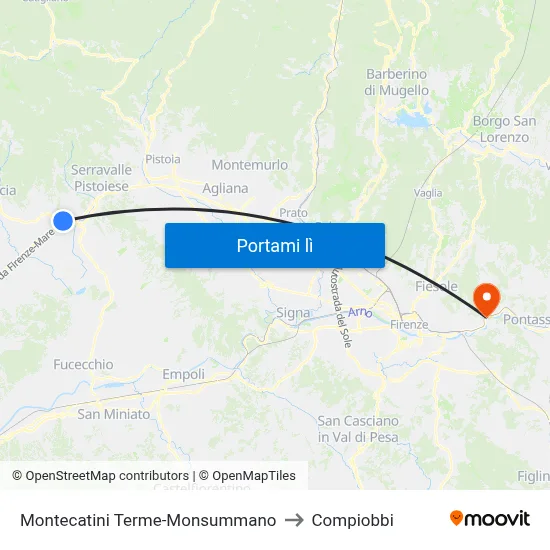 Montecatini Terme-Monsummano to Compiobbi map