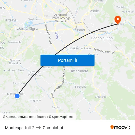 Montespertoli 7 to Compiobbi map