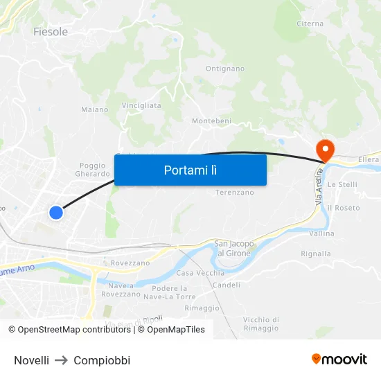 Novelli to Compiobbi map