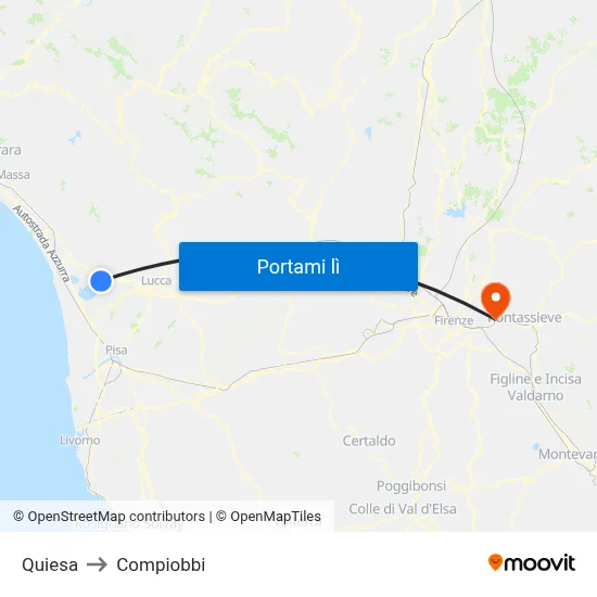 Quiesa to Compiobbi map